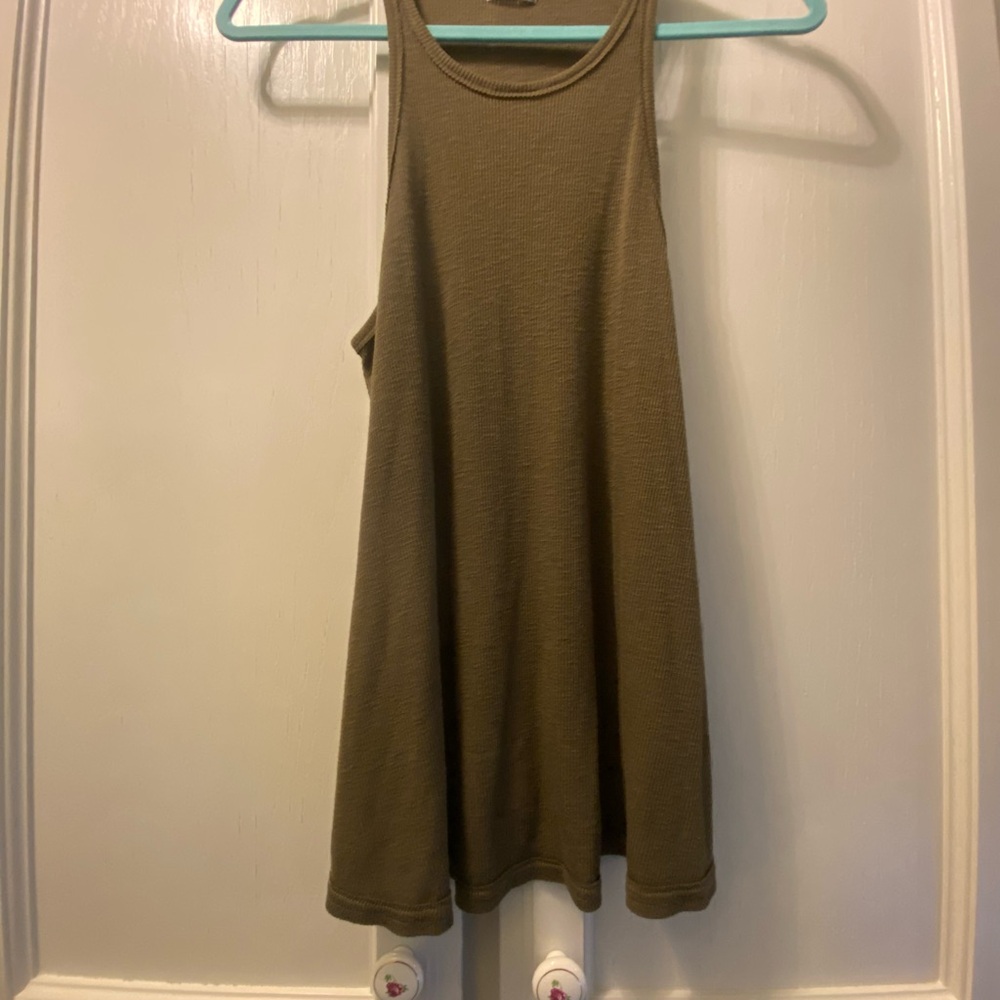 Free People Green Sleeveless Relaxed Tank Top